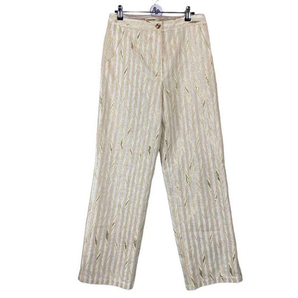 Anthropologie Porridge shimmer straight leg trousers